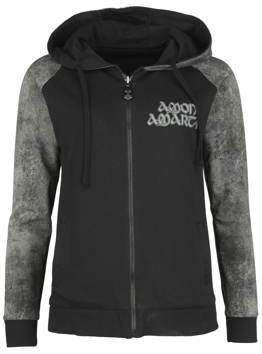 Amon Amarth Hooded zip - EMP Signature Collection - S to 3XL - for Women - black-dark grey - 80% cotton, 20% polyester Hooded sweaters & -jackets Band Merchandise