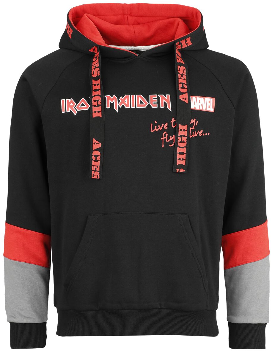 Iron Maiden - Marvel Hooded sweater - Iron Maiden x Marvel Collection - S to XXL - for Men - black/grey/red - 70% cotton, 30% polyester Hooded sweaters & -jackets Band Merchandise