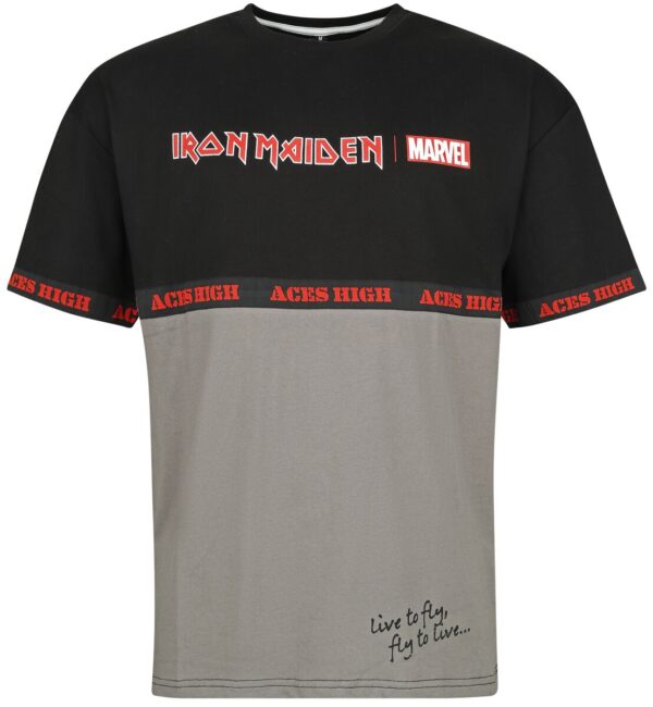 Iron Maiden - Marvel T-Shirt - Iron Maiden x Marvel Collection - Aces High War Machine - S to XXL - for Men - black-grey - 100% cotton T-Shirts Band Merchandise - Image 1