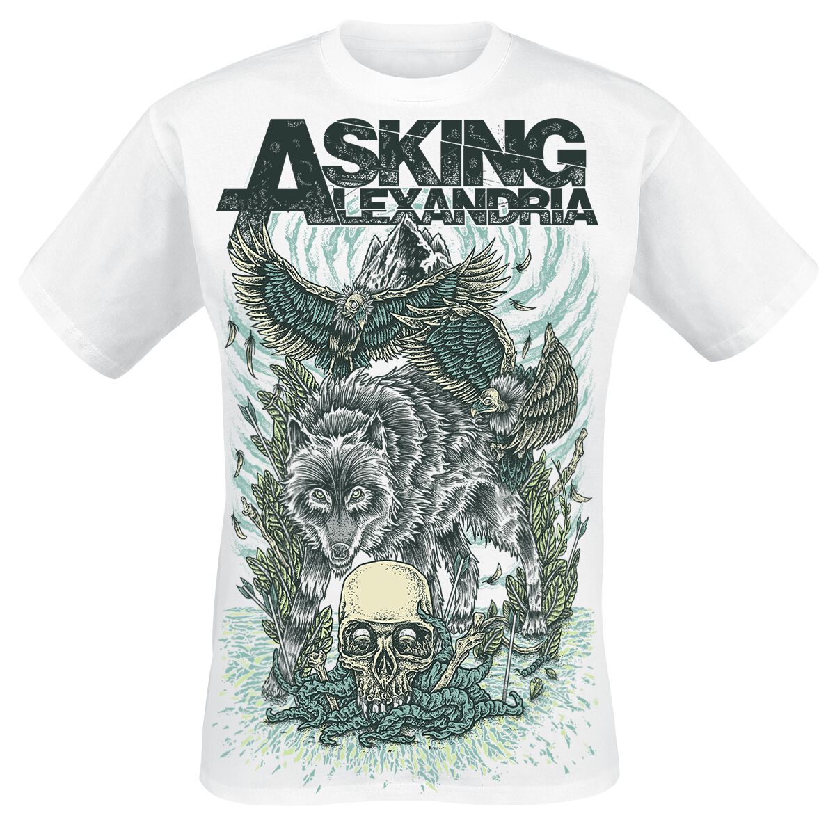 Asking Alexandria T-Shirt - Winter Wolf - S to 4XL - for Men - white - 100% cotton T-Shirts Band Merchandise