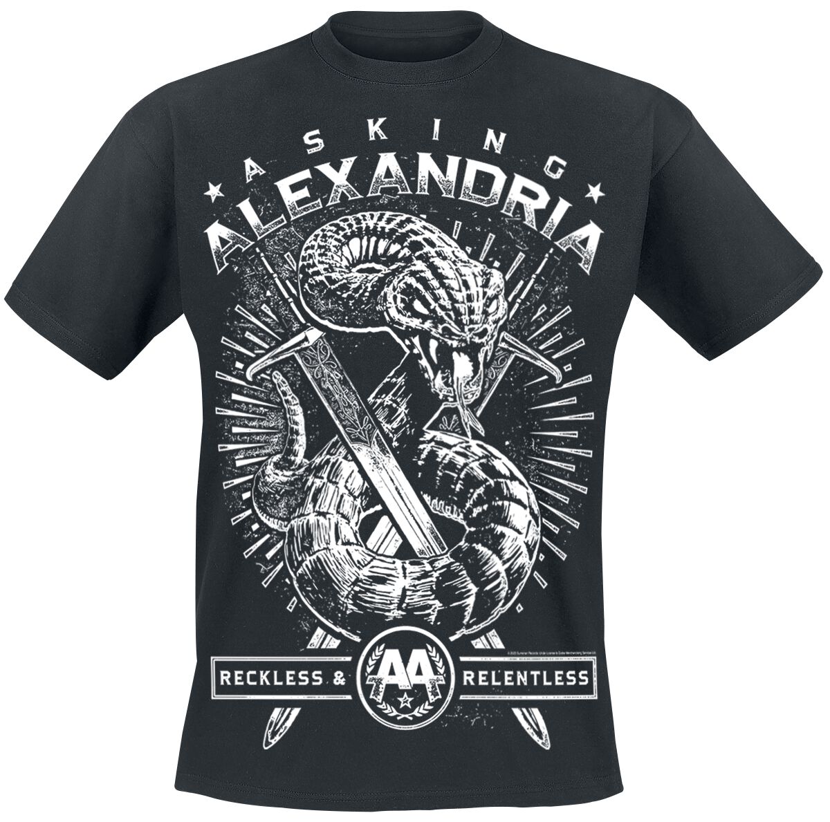 Asking Alexandria T-Shirt - Snake - S to 4XL - for Men - black - 100% cotton T-Shirts Band Merchandise