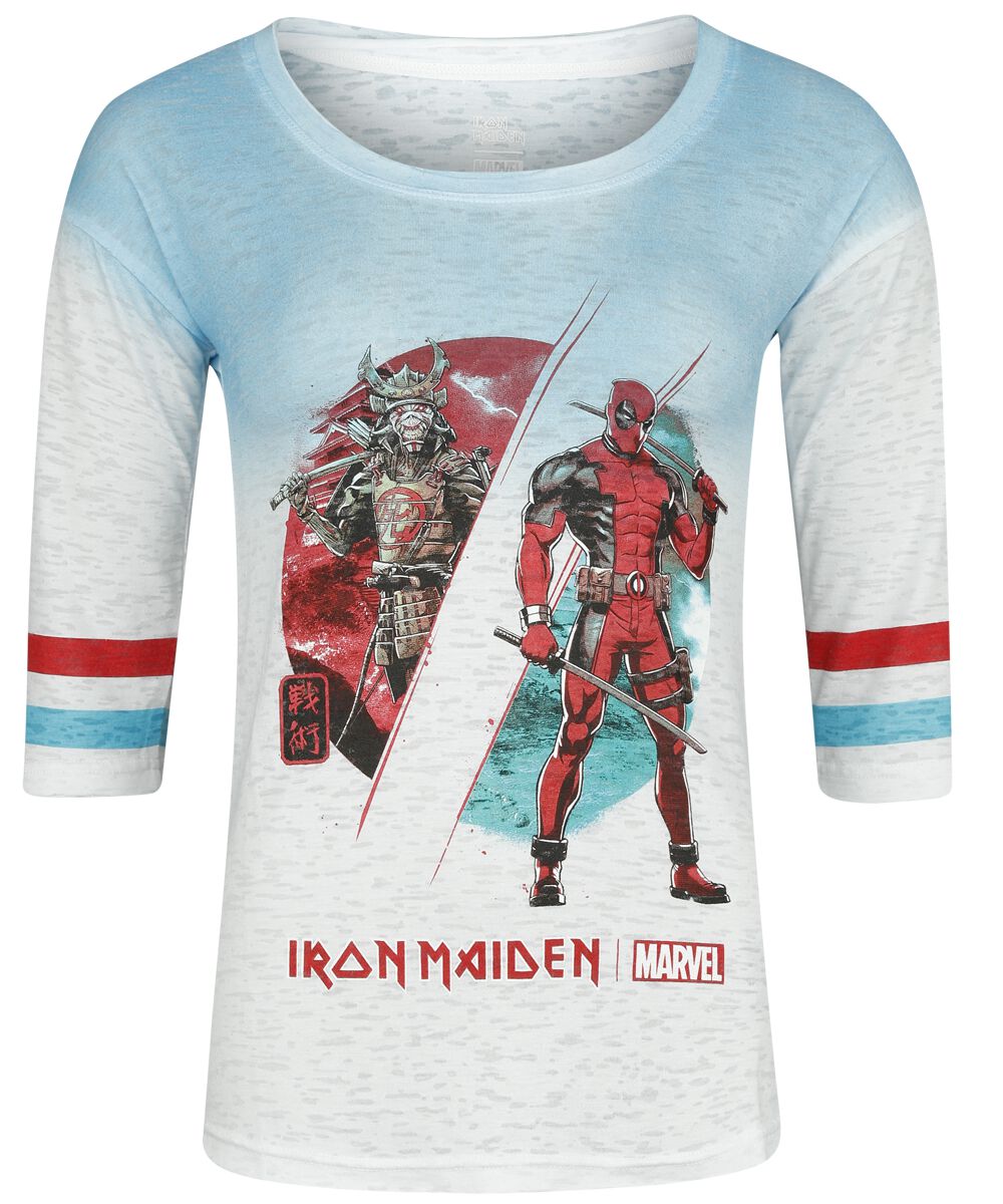 Iron Maiden - Marvel T-Shirt - Iron Maiden x Marvel Collection - Samurai Comp - S to XXL - for Women - white-turquoise - 65% polyester, 35% viscose T-Shirts Band Merchandise