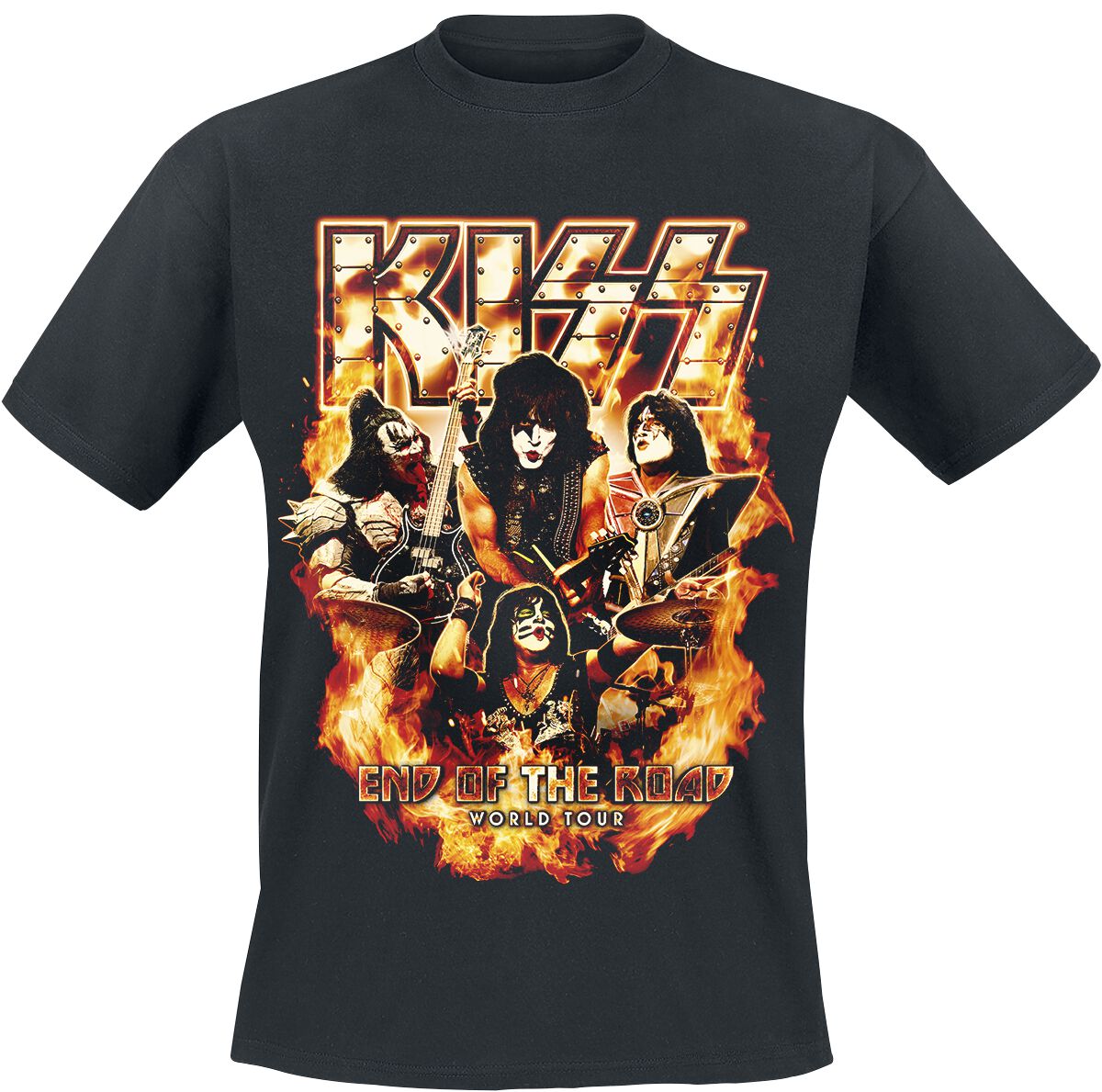 Kiss T-Shirt - EOTR Tour 2023 On Fire - L to 3XL - for Men - black - 100% cotton T-Shirts Band Merchandise