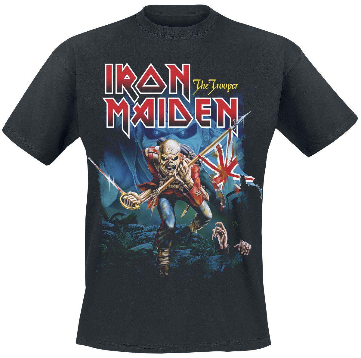 Iron Maiden T-Shirt - POM Trooper Eddie Large Eyes - S to 4XL - for Men - black - 100% cotton T-Shirts Band Merchandise