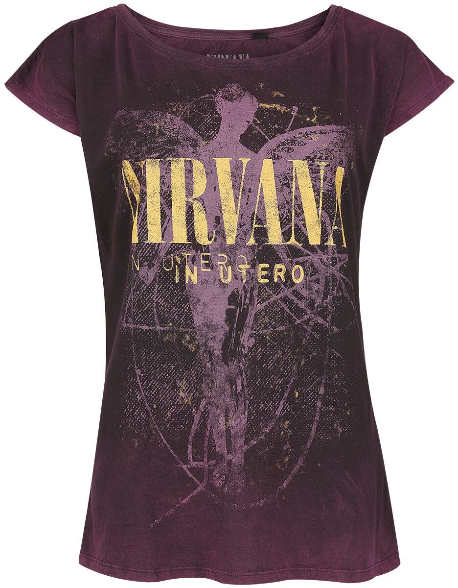 Nirvana T-Shirt - In Utero Dye - S to XXL - for Women - wine red - 100% cotton T-Shirts Band Merchandise