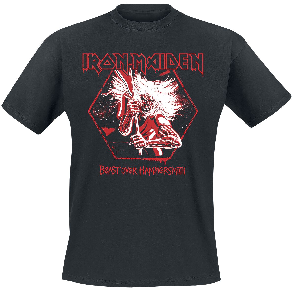 Iron Maiden T-Shirt - Hexagon Crop Red - S to XXL - for Men - black - 100% cotton T-Shirts Band Merchandise