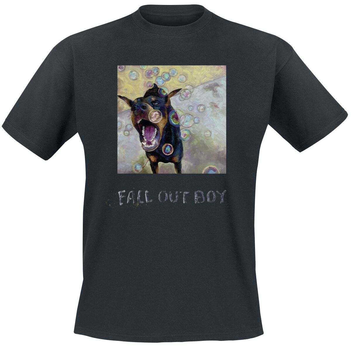 Fall Out Boy T-Shirt - Dobermann With Bubbles - S to L - for Men - black - 100% cotton T-Shirts Band Merchandise