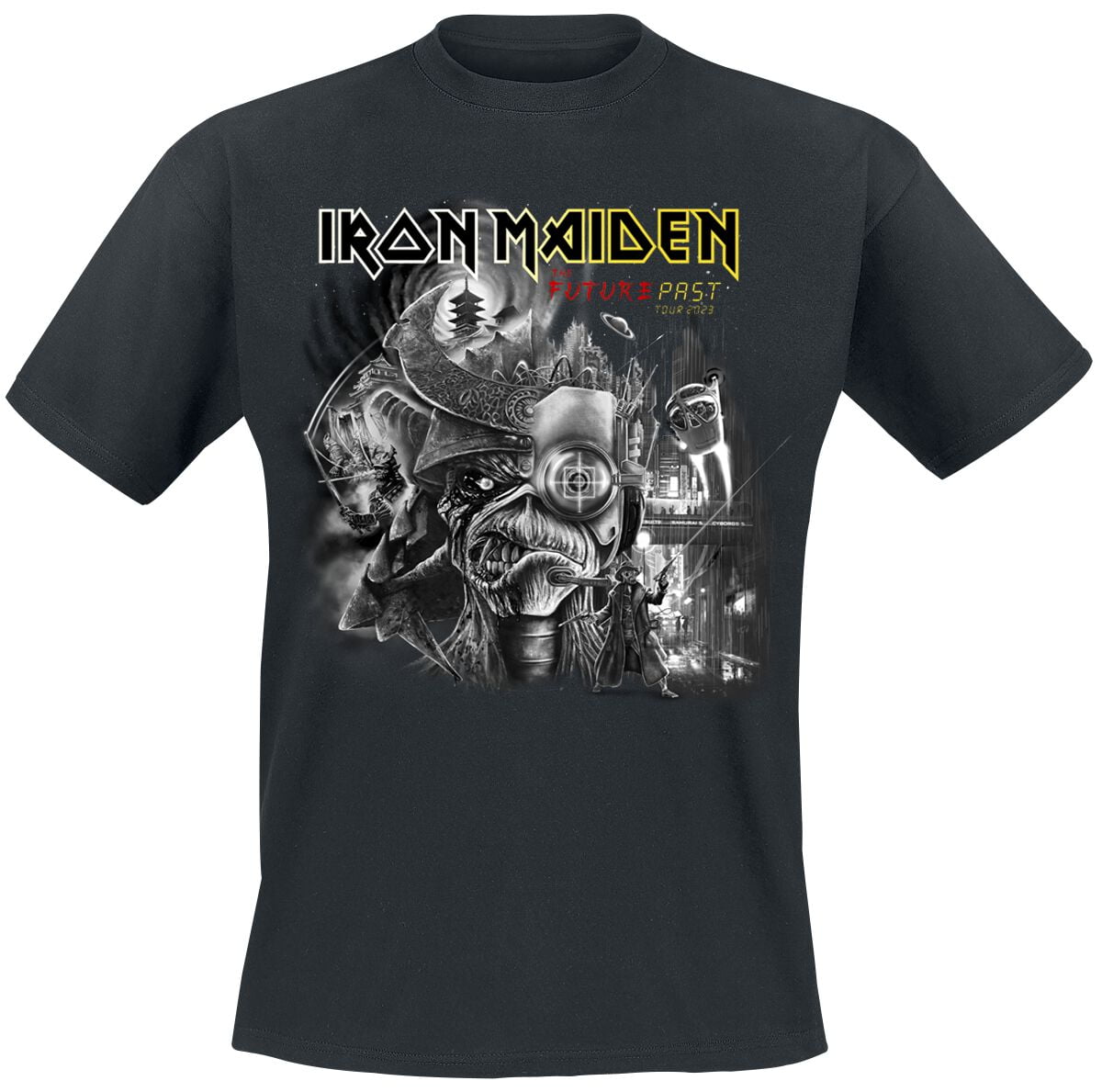 Iron Maiden T-Shirt - The Future Past Tour Art 2023 - S to 4XL - for Men - black - 100% cotton T-Shirts Band Merchandise