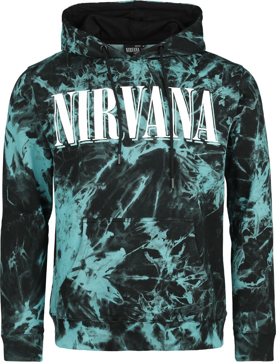 Nirvana Hooded sweater - EMP Signature Collection - S to 3XL - for Men - black-turquoise - 70% cotton, 30% polyester Hooded sweaters & -jackets Band Merchandise