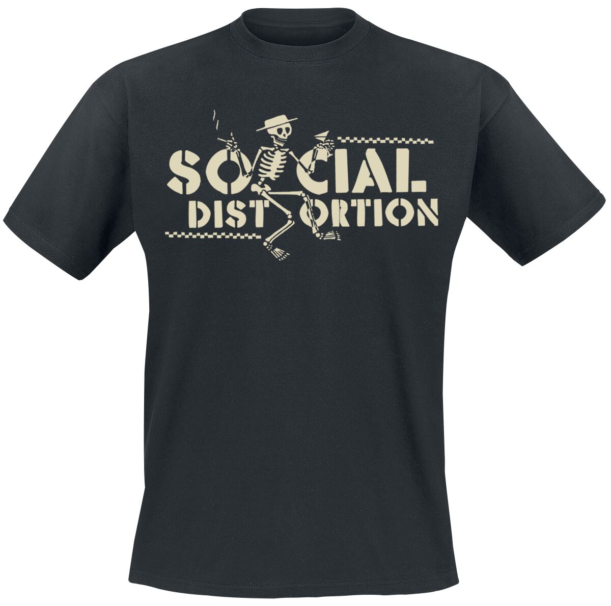 Social Distortion T-Shirt - Checkered Skellie - S to 3XL - for Men - black - 100% cotton T-Shirts Band Merchandise