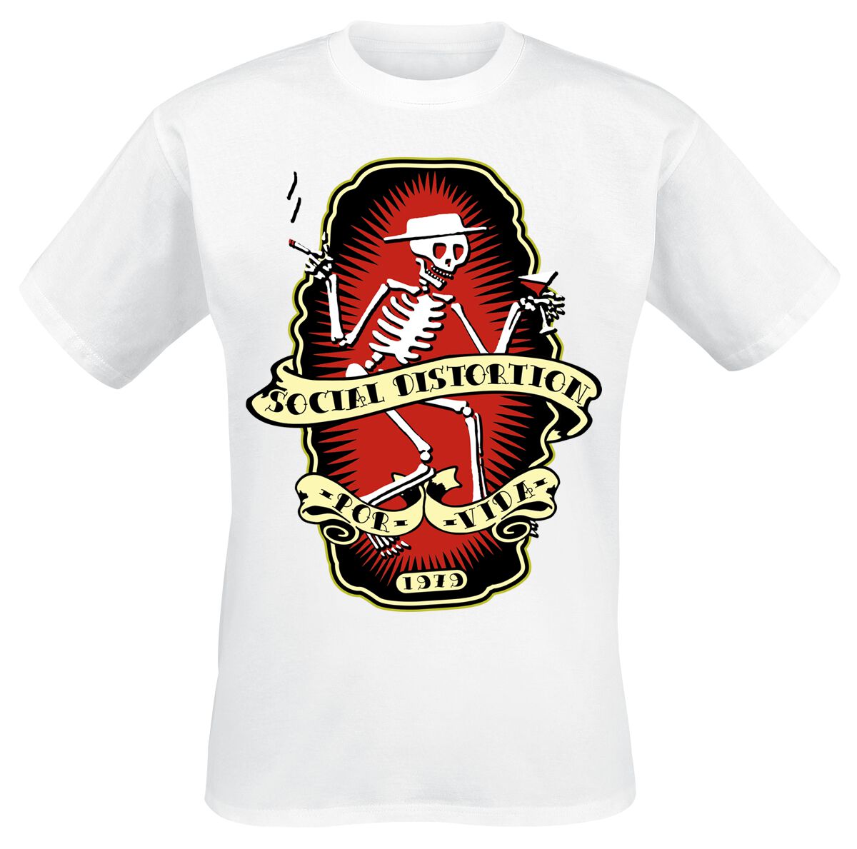 Social Distortion T-Shirt - Por Vida - S to 3XL - for Men - white - 100% cotton T-Shirts Band Merchandise