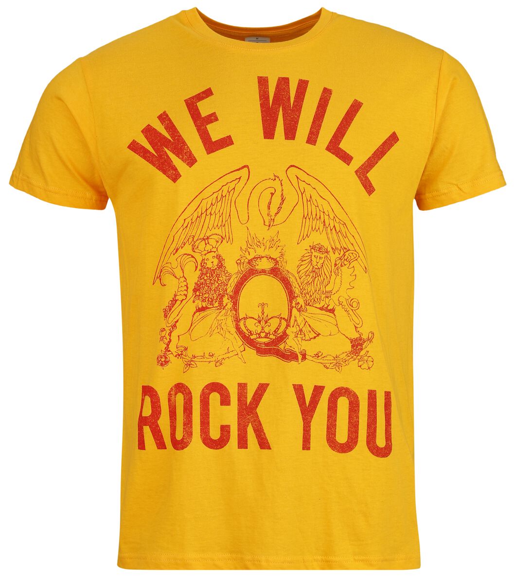 Queen T-Shirt - We Will Rock You - S to XXL - for Men - orange - 100% cotton T-Shirts Band Merchandise