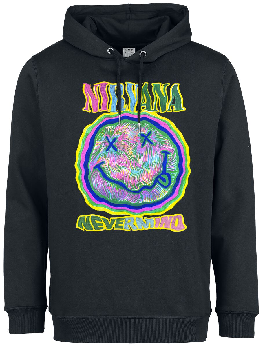 Nirvana Hooded sweater - Amplified Collection - Scribble Smiley - S to 3XL - for Men - black - 70% cotton, 30% polyester Hooded sweaters & -jackets Band Merchandise