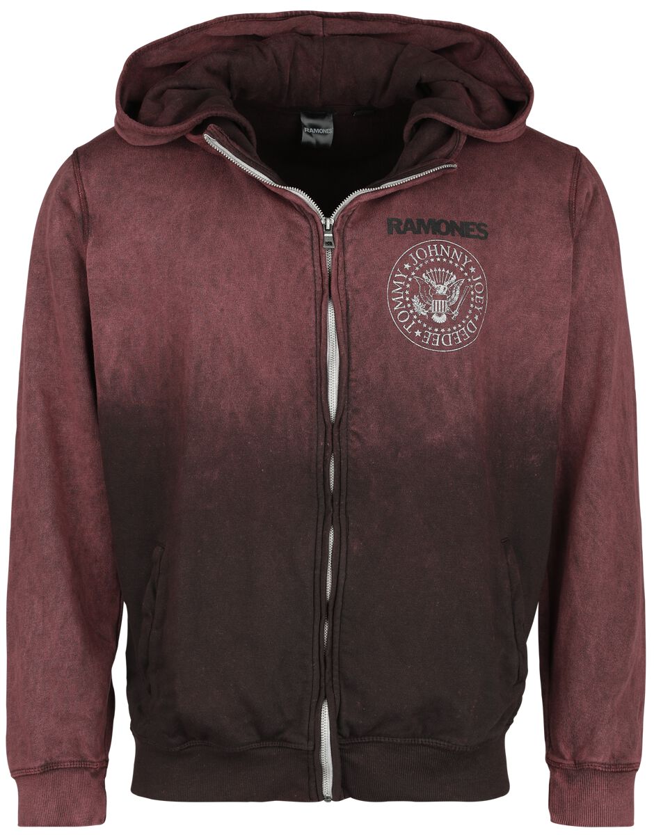 Ramones Hooded zip - Crest - S to XXL - for Men - dark red - 100% cotton Hooded sweaters & -jackets Band Merchandise