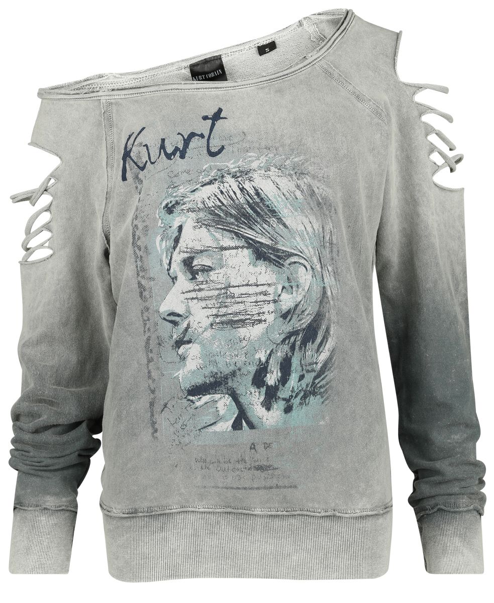 Kurt Cobain Sweatshirt - Sign - M to XL - for Women - grey - 95% cotton, 5% elastane Sweat Shirts Band Merchandise