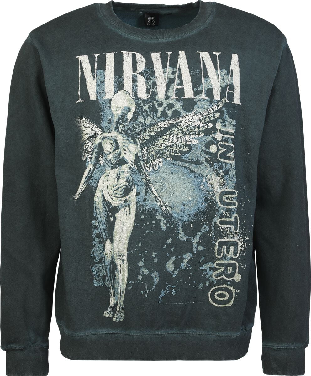 Nirvana Sweatshirt - In Utero - M to XXL - for Men - dark green - 100% cotton Sweat Shirts Band Merchandise