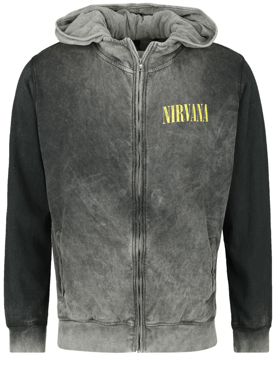 Nirvana Hooded zip - Smiley - S to XXL - for Men - grey-black - 100% cotton Hooded sweaters & -jackets Band Merchandise