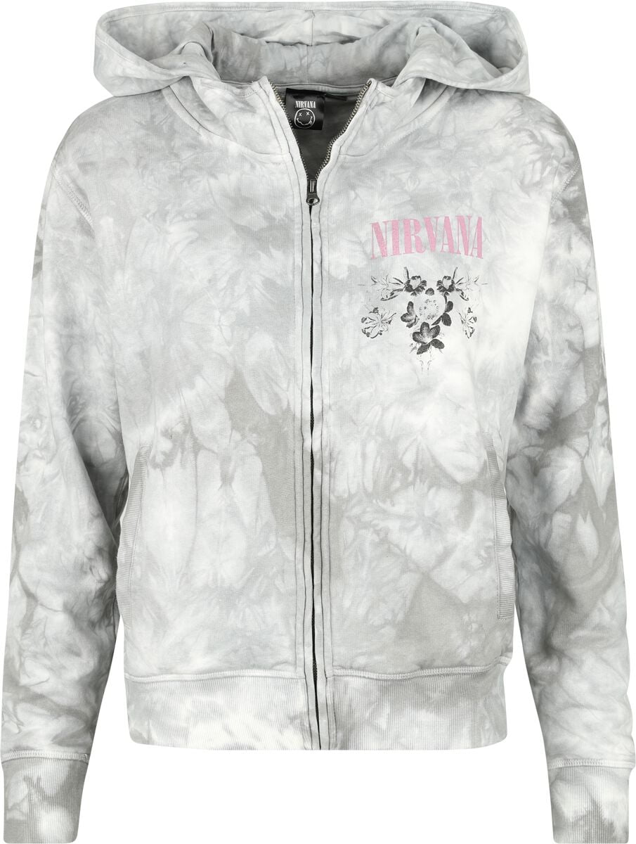 Nirvana Hooded zip - Flowers - S to XXL - for Women - white-grey - 100% cotton Hooded sweaters & -jackets Band Merchandise