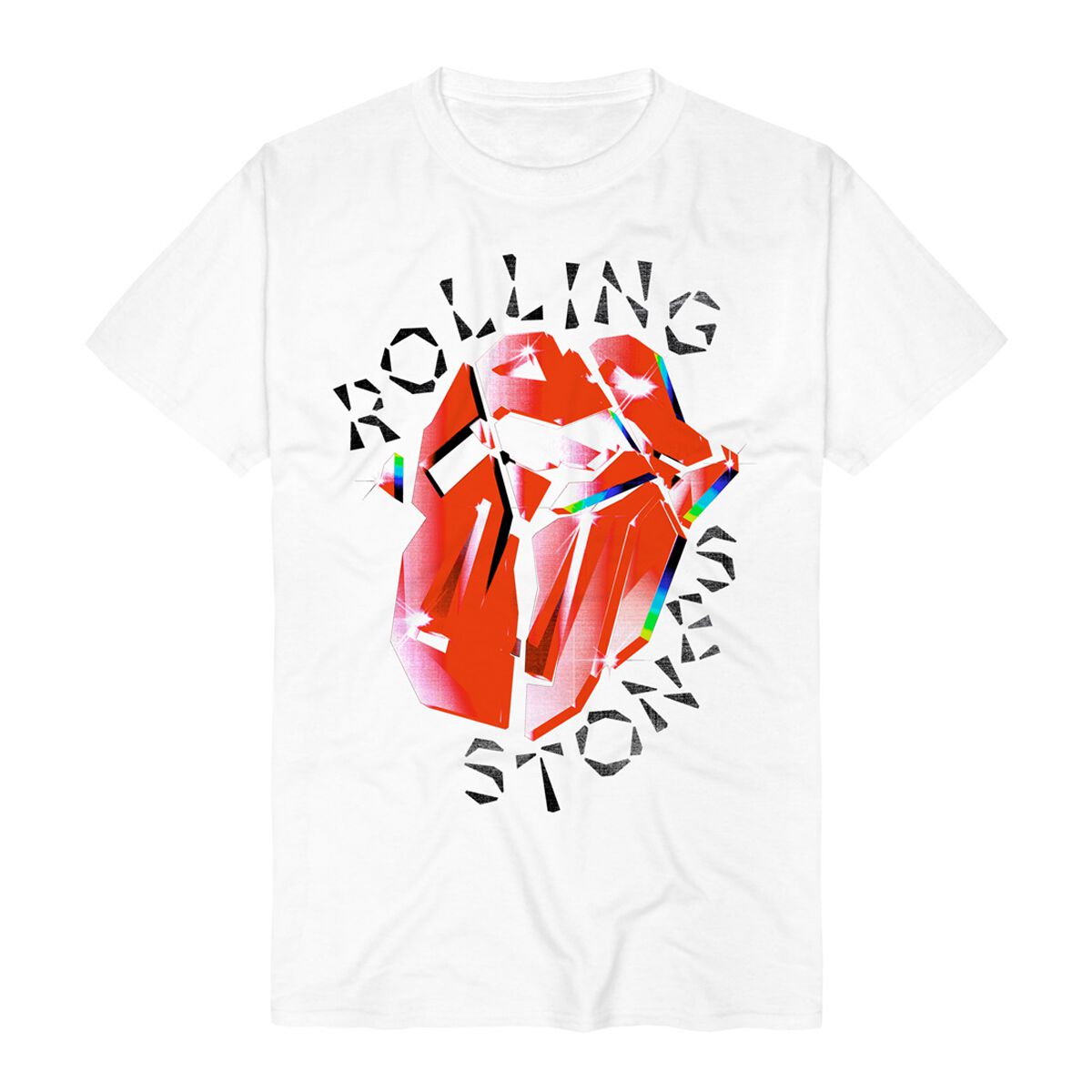 The Rolling Stones T-Shirt - Hackney Diamonds Prism Tongue - S to 5XL - for Men - white - 100% cotton T-Shirts Band Merchandise