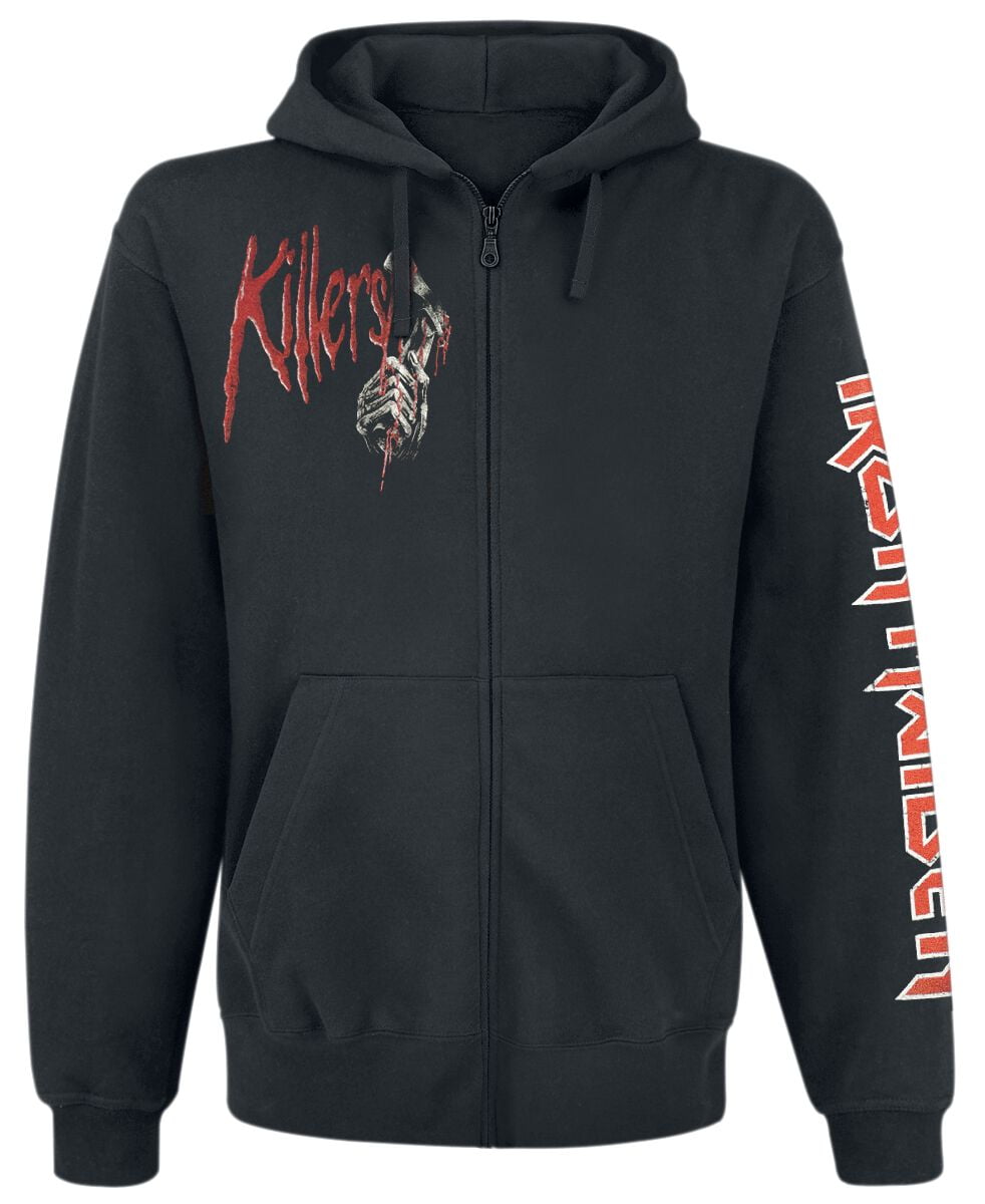 Iron Maiden Hooded zip - Eddie Kills - S to XXL - for Men - black - 50% cotton, 50% polyester Hooded sweaters & -jackets Band Merchandise