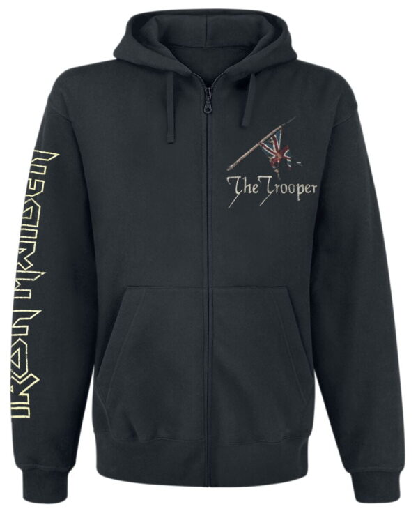 Iron Maiden Hooded zip - The Trooper Flag - S to XXL - for Men - black - 50% cotton, 50% polyester Hooded sweaters & -jackets Band Merchandise