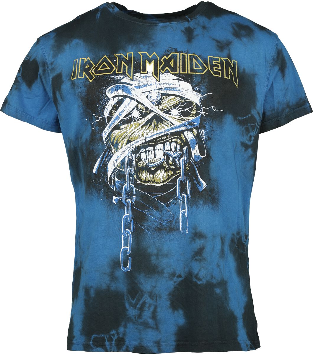 Iron Maiden T-Shirt - Powerslave - Mummy Head - S to 4XL - for Men - black-blue - 100% cotton T-Shirts Band Merchandise