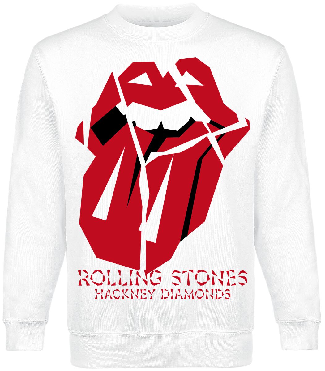 The Rolling Stones Sweatshirt - Diamond Tongue White Crewneck - S to XXL - for Men - white - 50% cotton, 50% polyester Sweat Shirts Band Merchandise