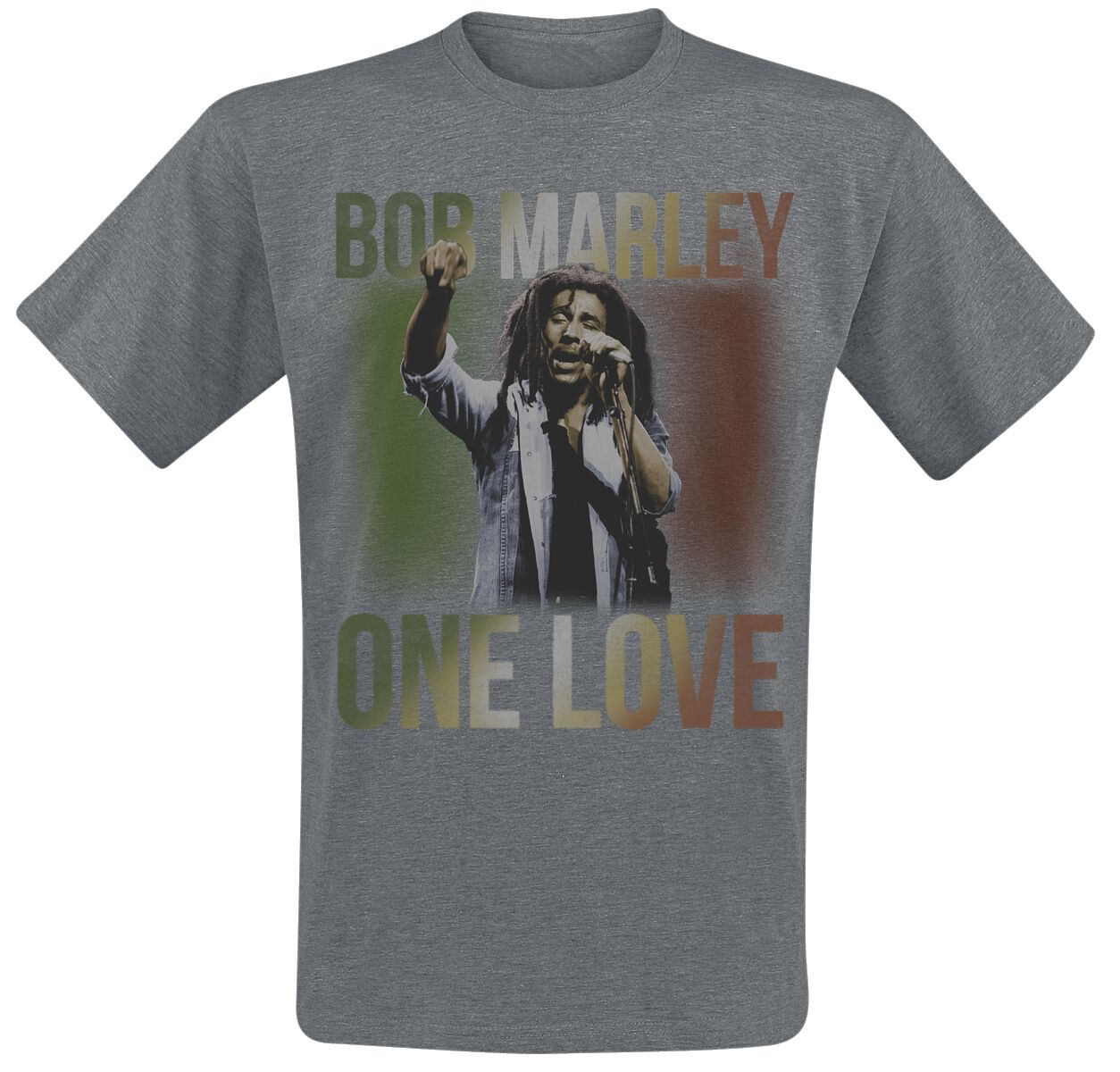 Bob Marley T-Shirt - One Love Live - S to XXL - for Men - mottled dark grey - 50% cotton, 50% polyester T-Shirts Band Merchandise