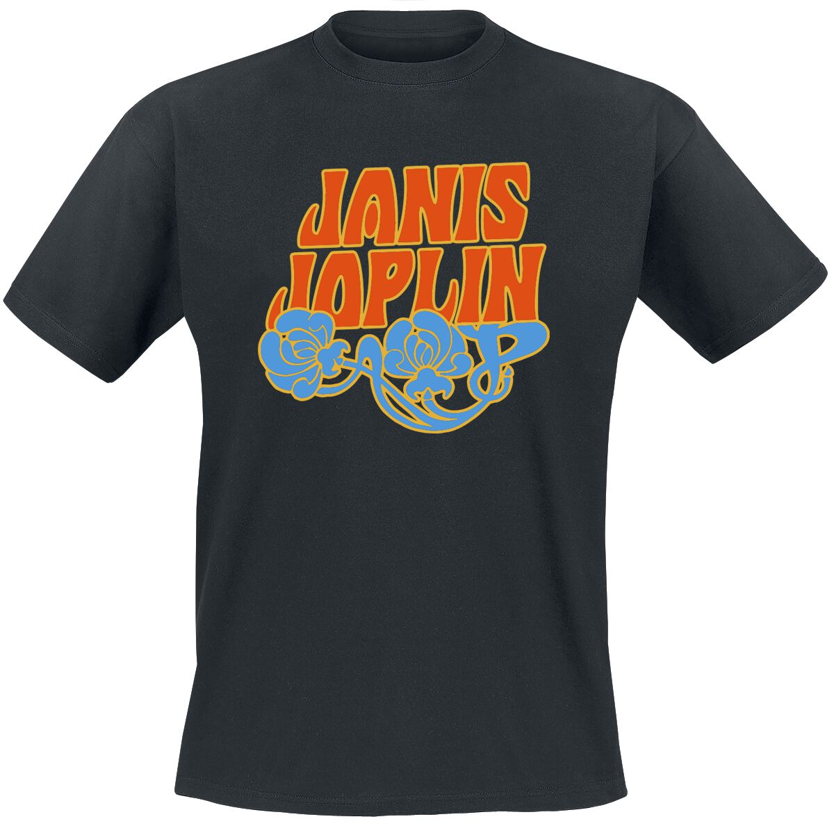 Joplin, Janis T-Shirt - Floral Logo - S to XXL - for Men - black - 100% cotton T-Shirts Band Merchandise