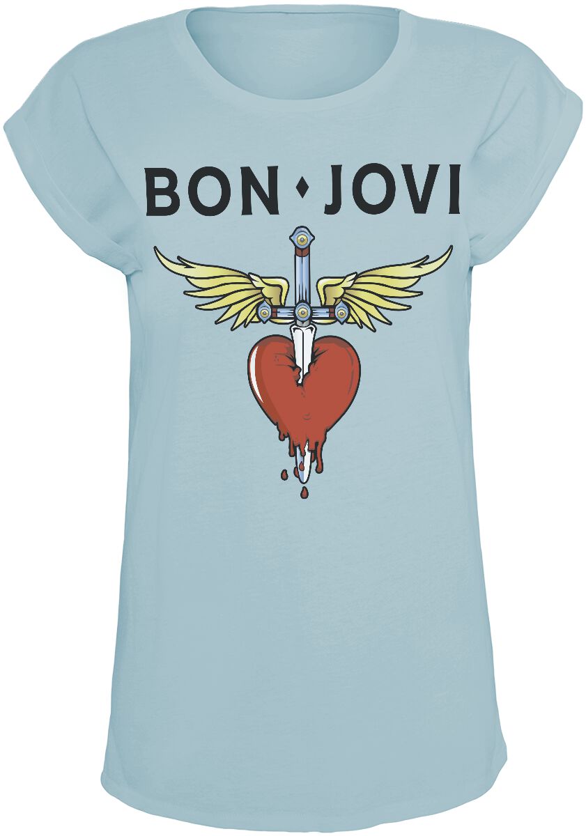 Bon Jovi T-Shirt - Heart & Dagger - S to 3XL - for Women - blue - 100% cotton T-Shirts Band Merchandise