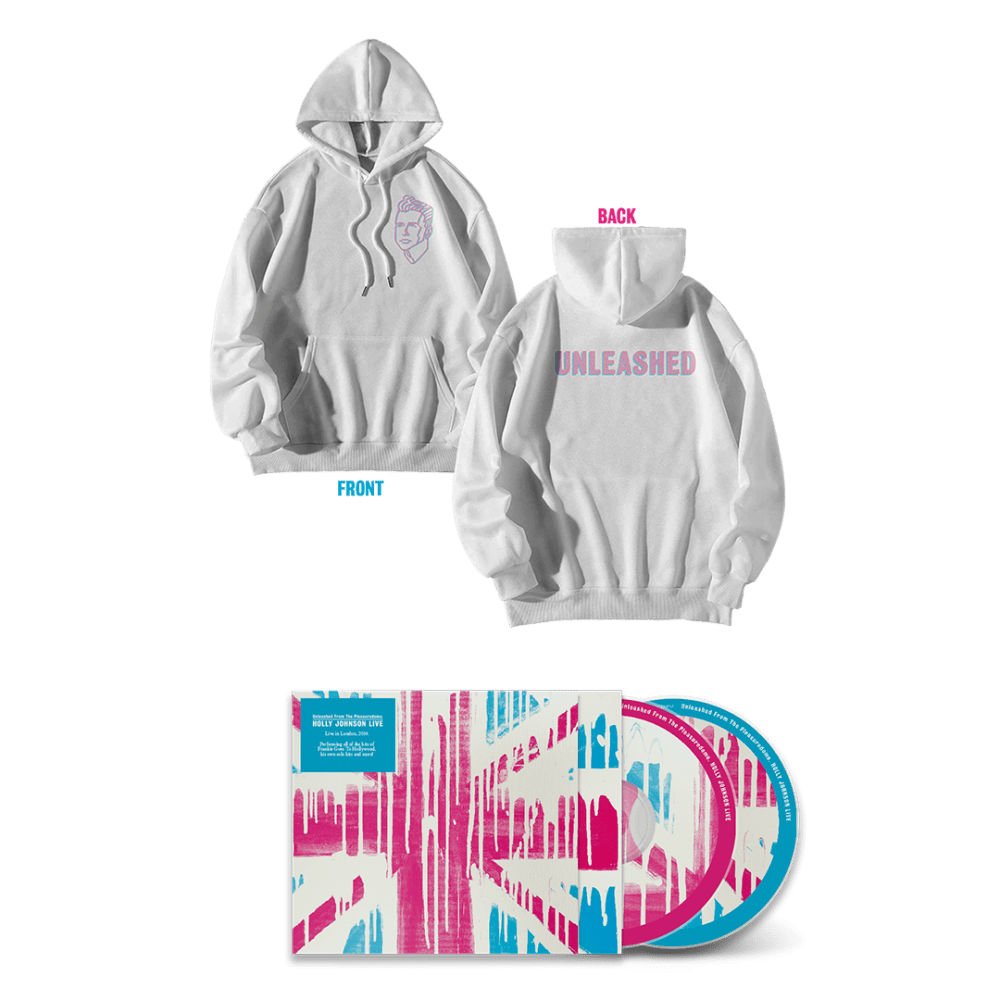 Holly Johnson - Live Unleashed from the Pleasuredome 2CD Unsigned-White Small Logo Hoodie Bundle