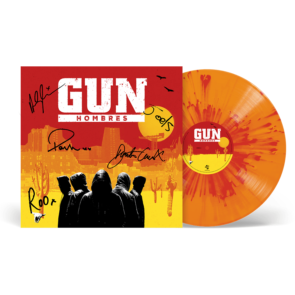 Gun - Hombres Red  Orange Splatter Signed Vinyl