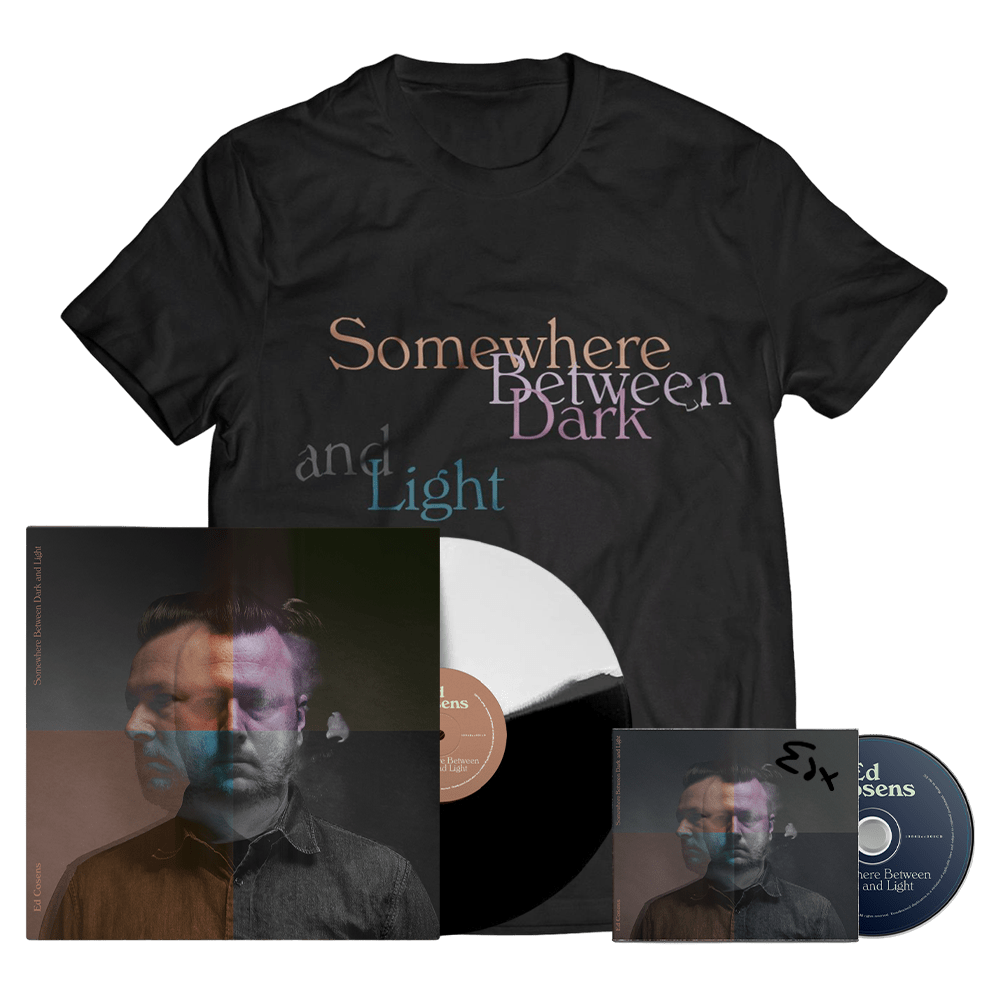 Ed Cosens - Somewhere Between Dark And Light T-Shirt-Black  White Vinyl-CD Signed