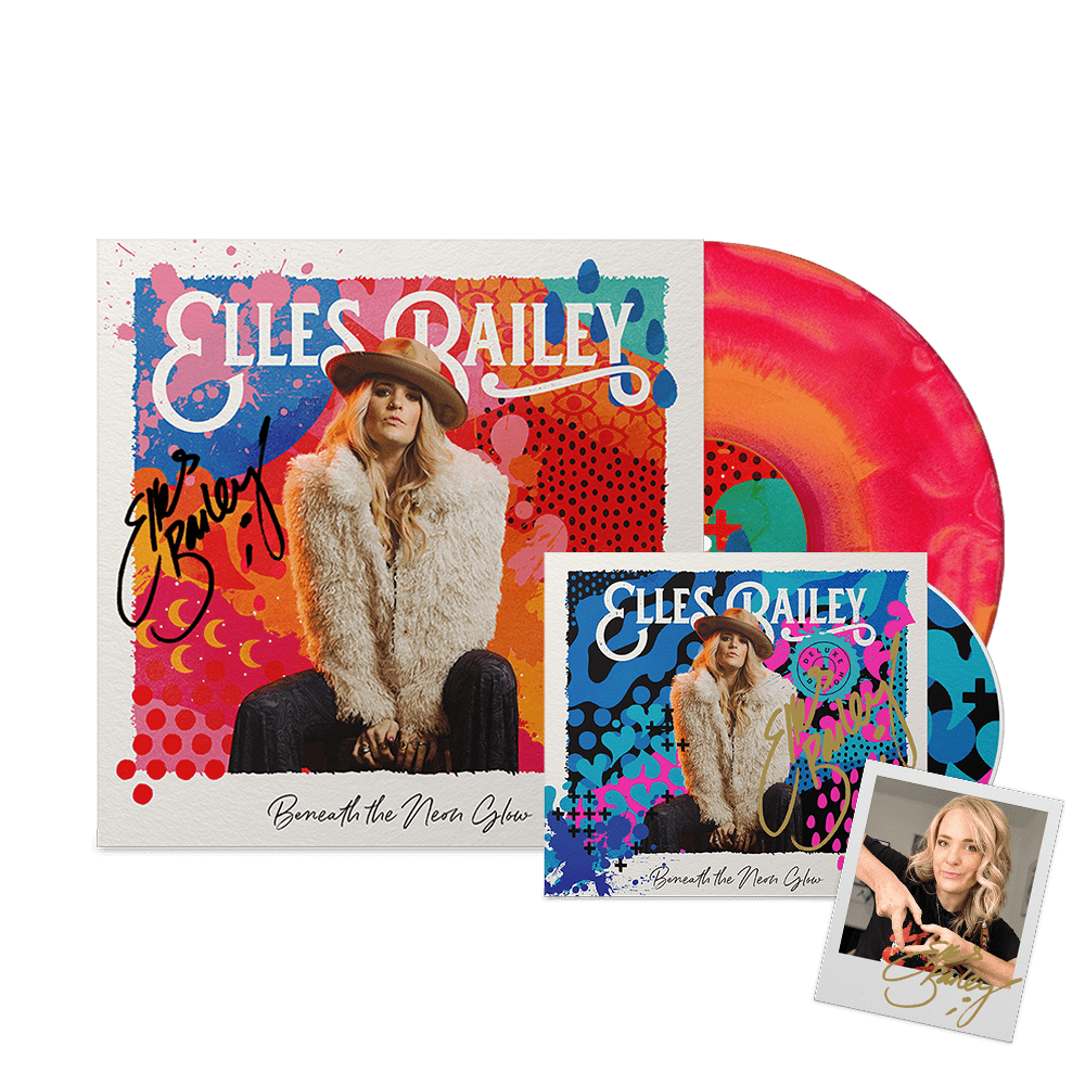 Elles Bailey - Beneath The Neon Glow Signed Deluxe CD-Signed Red & Orange Fruit Salad Sunburst Vinyl