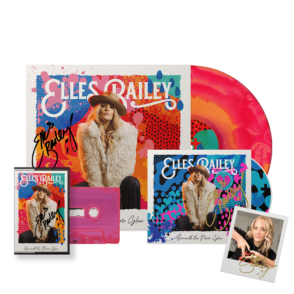 Elles Bailey - Beneath The Neon Glow Signed Deluxe CD-Signed Red & Orange Fruit Salad Sunburst Vinyl-Cassette