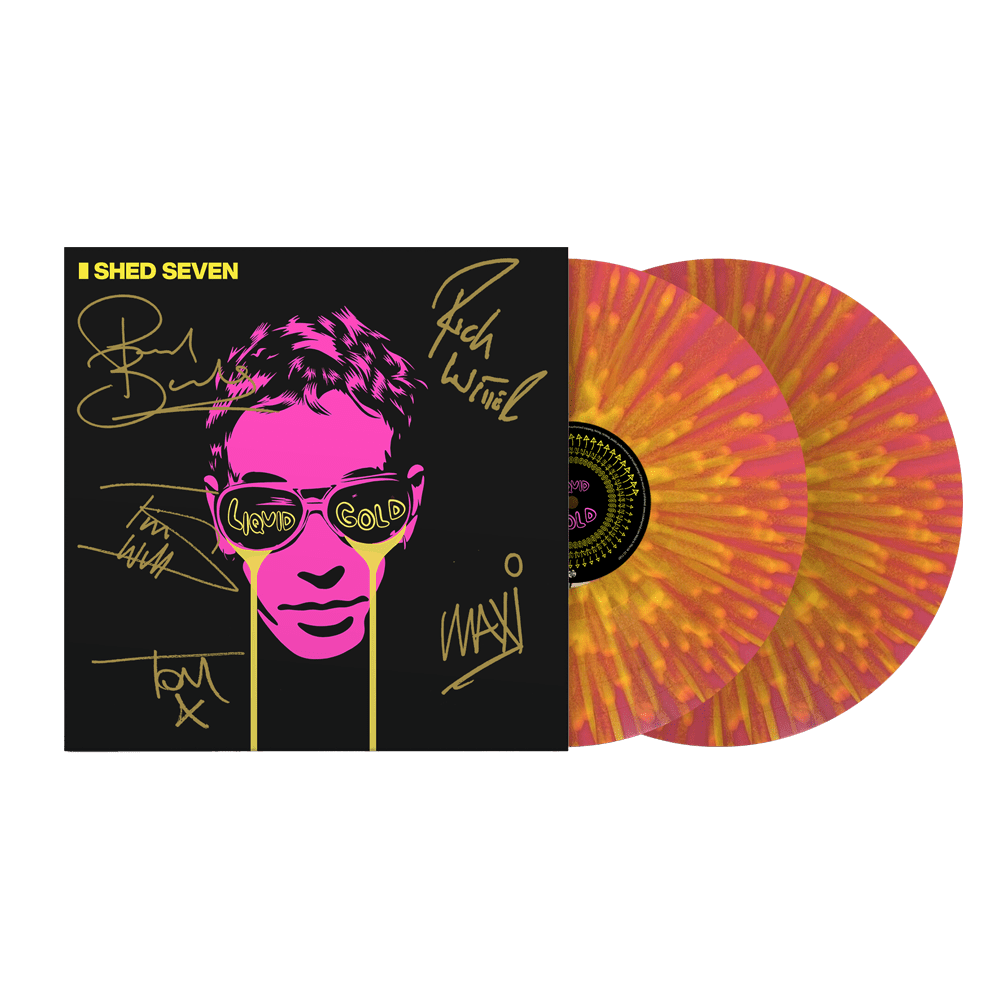 Shed Seven - Liquid Gold Pink with Yellow Splatter Signed Double-Vinyl