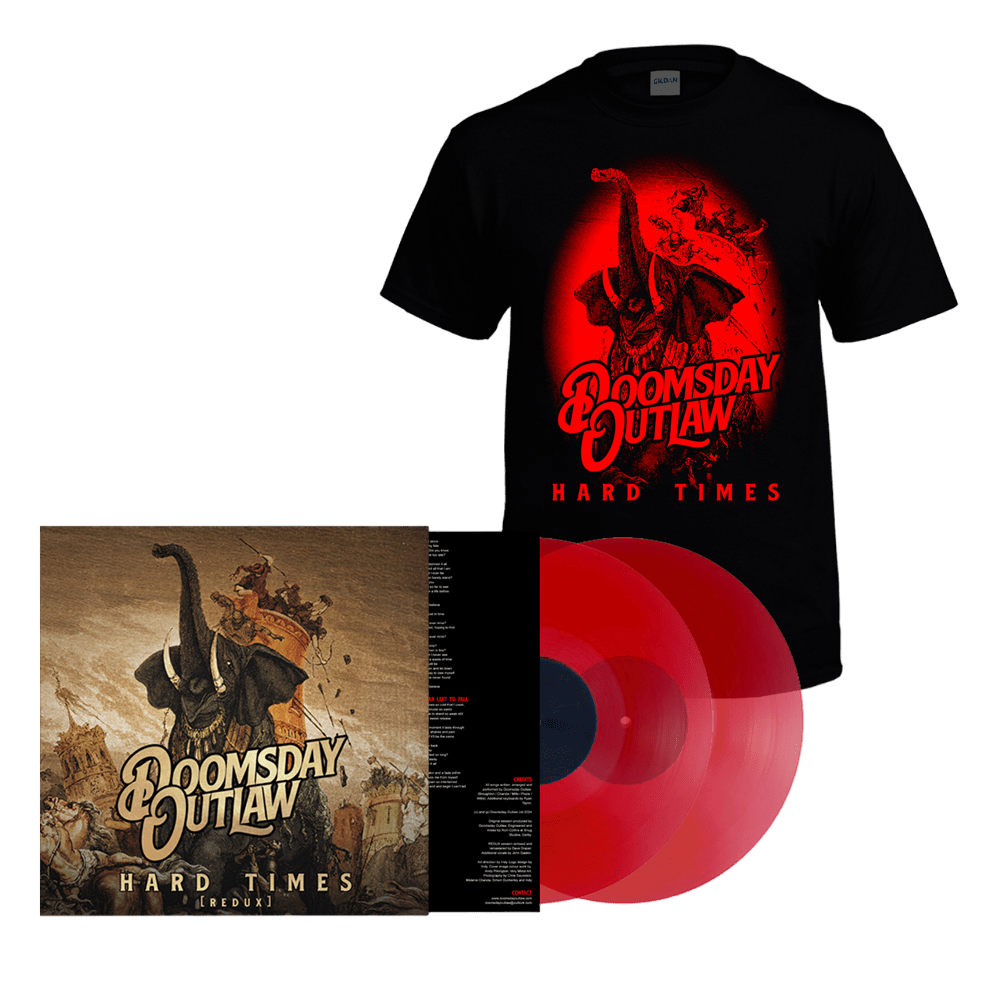 Doomsday Outlaw - Hard Times Transparent Red Double-Vinyl-T-Shirt