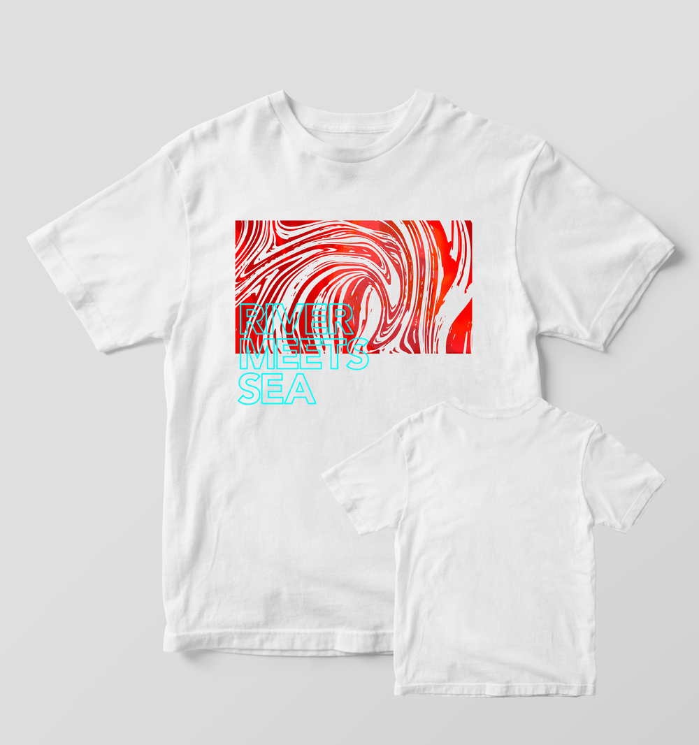 River Meets Sea - Ink Swirl White T-Shirt