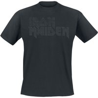 Iron Maiden T-Shirt Black On Black Logo Stacked S to 4XL for Men black