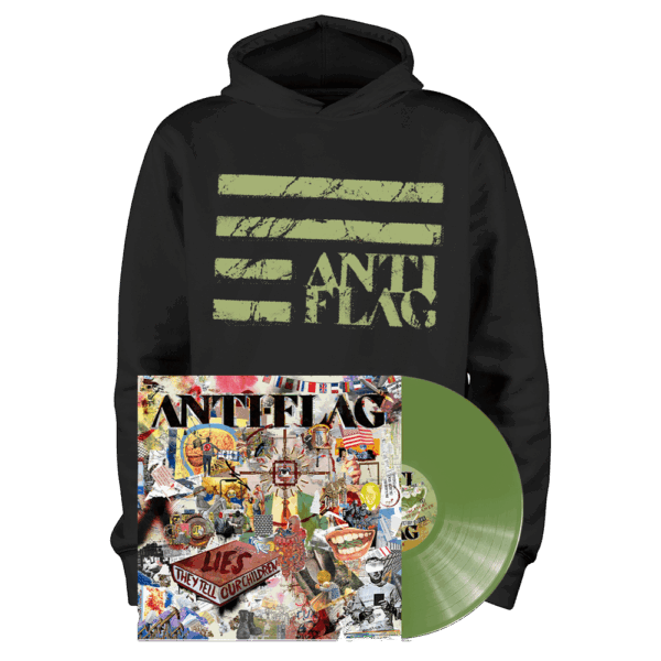 Lies They Tell Our Children Olive Green Vinyl LP + Logo Hoodie by Anti-Flag