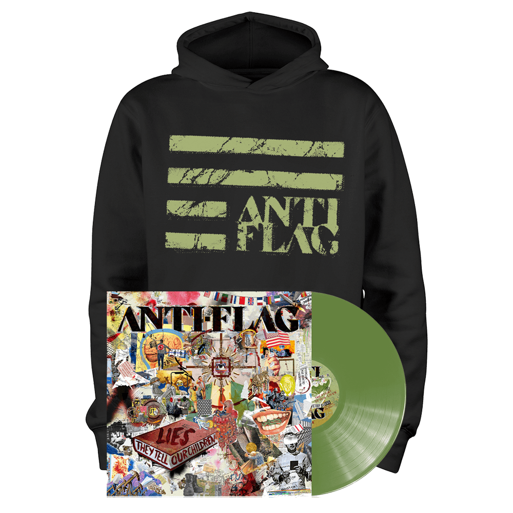 Lies They Tell Our Children Olive Green Vinyl LP + Logo Hoodie by Anti-Flag