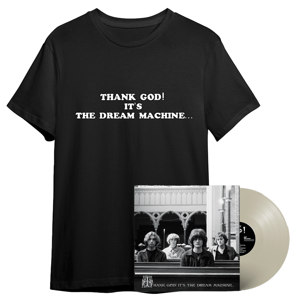 Thank God! It's the Dream Machine... (Signed) White Vinyl + T-Shirt by The Dream Machine