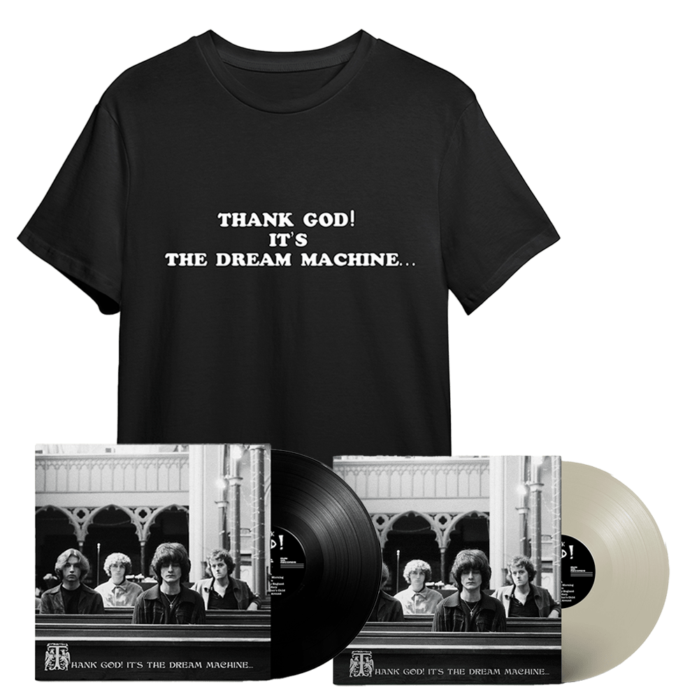 Thank God! It's the Dream Machine...  (Signed) White Vinyl +  (Signed) Black Vinyl + T-Shirt by The Dream Machine