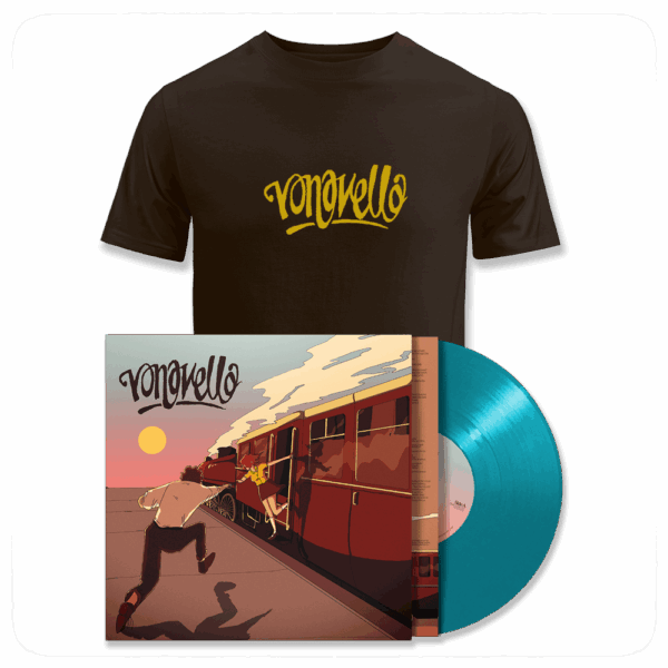 Vona Vella Blue Vinyl LP & T-Shirt with Signed Poster by Vona Vella