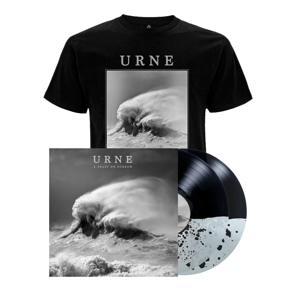 A Feast On Sorrow Exclusive Clear with Black Splatter Double Vinyl + A Feast On Sorrow T-Shirt by Urne
