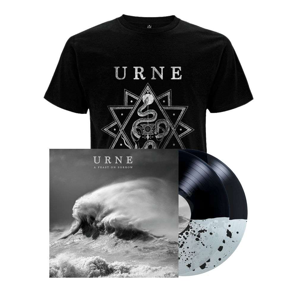 A Feast On Sorrow Exclusive Clear with Black Splatter Double Vinyl + Symbol T-Shirt by Urne