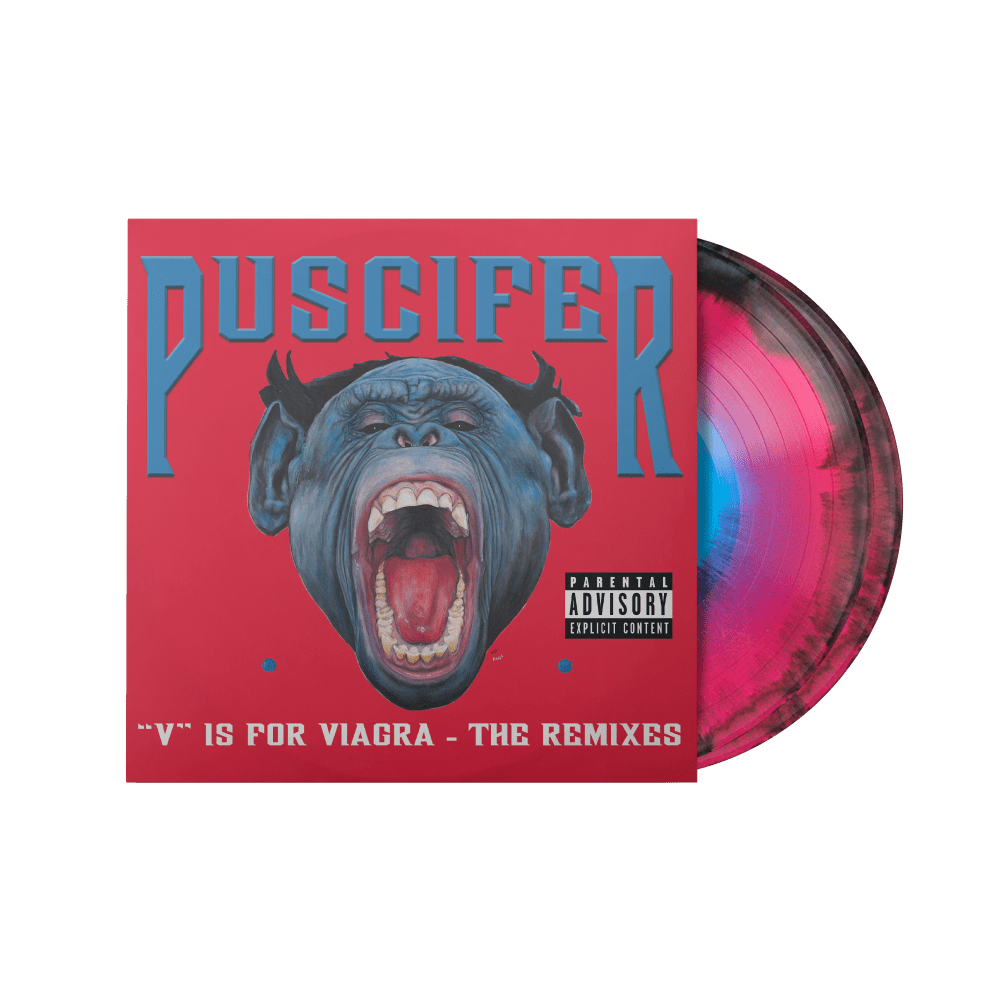 V Is For Viagra - The Remixes Baby Blue, Magenta, & Black 3 Color Smush Double Vinyl by Puscifer