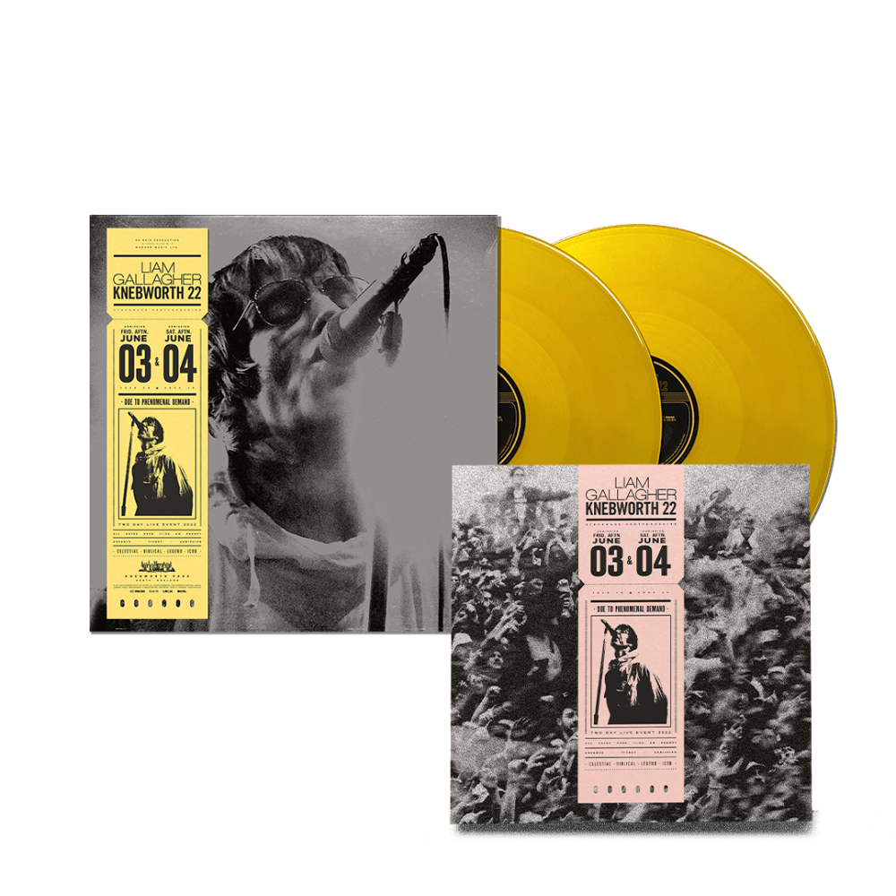 Knebworth 22 Sun Yellow Double Vinyl + Deluxe CD by Liam Gallagher