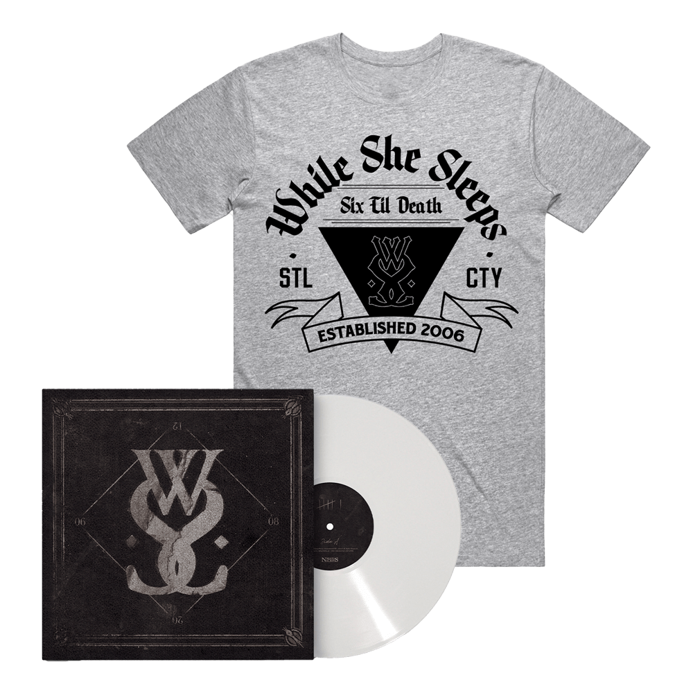 This Is The Six (10th Anniversary) White LP + Six Til Death T-Shirt by While She Sleeps