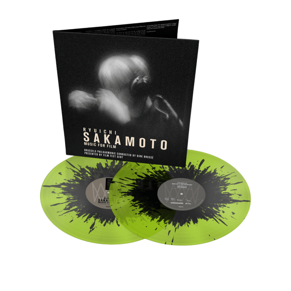 Music For Film Lime Green & Black Splatter Double Vinyl by Ryuichi Sakamoto